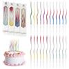 URAQT Metallico Candeline, 24 Pz Torta Compleanno ondulate Sottile Candele con Supporti, Candele Compleanno Candeline Torta Decorazioni per Feste, Accessori per Feste(Multicolore)