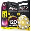 Udivita 120 Batterie per Apparecchi Acustici Udivita Misura 10 (Gialle) PR70 con Phono Pulse Technology - 15 Blister da 8 Pile