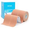 OK TAPE Kinesiologico tape 5cm x 5m, Nastro Atletico Terapeutico Elastico Resistente, Senza Latex, Antidolore, Recupero Lesioni, per il ginocchio, supporto muscolare(2 Rotoli, Beige)