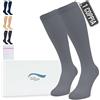 360 Relief Calze Compressione Graduata Donna e Uomo - 1 Coppia Solido Colore Gambaletti Compressione Graduata per Sports, Running, Viaggio, Ciclismo, Lavoro - S/M Grigio con Borsa Lavanderia