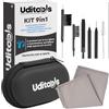 Udivita Kit Pulizia Apparecchi Acustici 9in1 Uditools - Custodia Antiurto - Set Accessori con Spazzole Scovolino Filo Ultra-Slim e Magnete Estrai-Batterie - Compatibile con Apparecchi BTE RIC ITE e Auricolari