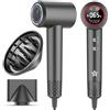 HZD Asciugacapelli Ionico con Diffusore, Phon Capelli Professionale, Phon al Plasma da 400 Milioni, Motore Brushless da 110.000 giri/min per Asciugatura Rapida, 57dB Rumore Basso per Viaggio e Familiari