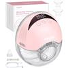 eSynic 210ML Tiralatte Elettrico Indossabile 4 Modalità 12 Livelli Display LED, Pompa per Allattamento Ricaricabile Type-C con Frange 19/21/24 mm, Tira Latte Portatile Antiriflusso Senza BPA - Rosa