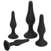 Belmalia 4x Plug Anali con Ventosa Forte, Dildo Silicone per Giocattolo Erotico Liscio e Flessibile, S + M + L + XL, Butt Plug Nero