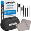 Udivita Kit Pulizia Apparecchi Acustici 9in1 Uditools - Set Accessori con Spazzole Scovolino Filo Ultra-Slim e Magnete Estrai-Batterie - Custodia Capiente - Compatibile con Apparecchi BTE RIC ITE Auricolari