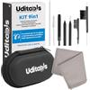 Udivita Kit Pulizia Apparecchi Acustici 9in1 Uditools - Set Accessori con Filo Ultra-Slim Magnete Estrai-Batterie Scovolino Spazzole - Custodia Tascabile - Compatibile con Protesi BTE RIC ITE e Auricolari