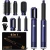 UKLISS 6 in 1 Hair Styler, Airstyler Spazzola Asciugacapelli Set con Arricciacapelli Automatico, Hair Dryer, Spazzola ad Aria Calda, Thermal Brush, Spazzola Lisciante Capelli Donne Styling - Blu