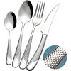 Xideman® Set di Posate 24 Pezzi Moderne martellato con Coltello seghettato 2 in 1 Ultra affilato, Servizio Posate Acciaio Inox 18/10, Set forchette cucchiai coltelli 6 Persone