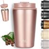 Milu Tazza Termica per caffè 300ml, 400ml, 500ml - Thermo Coffee Mug-to-Go, Tazza da Viaggio Senza BPA, Litri con Isolamento, In Acciaio Inox e Tenuta stagna per caffè e tè (Rose Gold, 400ml)