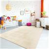 TT Home Tappeto Stanza Bambini Lavabile Moderno Pastello Monocromatico Antiscivolo Soft, Colore: Crema, Dimensione:80x150 cm