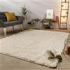 TT Home Tappeto Salotto Pelo Lungo Shaggy Morbido Soffice Design Moderno Monocolore, Colore: Beige Chiaro Crema, Dimensione:120 cm tondo
