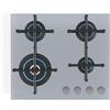 Klarstein Illuminosa 4 - Piano Cottura a Gas, 4 Bruciatori Sabaf, Acciaio Inox, Wok: 4 kW, Accensione Elettrica, Compatibile con Gas Naturale & GPL, Supporti Magnetici