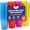 Matana 60 Bicchieri da Shot in Plastica Colorati, 30ml - Reattivo alla Luce Nera/UV - Bicchieri Shottini, Bicchierini Liquore - Resistenti e Riutilizzabili - Compleanni, Matrimoni, Barbecue, Feste
