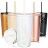 Milu Tazza Termica per caffè 300ml, 400ml, 500ml - Thermo Coffee Mug-to-Go, Tazza da Viaggio Senza BPA, Litri con Isolamento, In Acciaio Inox e Tenuta stagna per caffè e tè (Pink-Marble, 500ml)