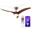 KLARSTEIN Monteverde Ventilatore da Soffitto con Luce e Telecomando - Controllo App, Luce Dimmerabile, 6 Velocità, Modalità Estate & Inverno, Silenzioso, 132cm, Noce