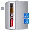 Klarstein Mini Frigo Retro, Frigo Portatile da Camera con Freezer 4L, Frigorifero Piccolo Silenzioso da Ufficio, Mini Frigo Bar con Ripiani Rimovibili, Frigo Bar da Campeggio, Temperatura 5-14°C, 67L
