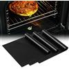 KitchenRaku 3 pezzo Tappetino universale per forno teflon, 32,5x50cm, antiaderente, per il fondo del forno, accessori per la casa e cucina, adatto per la maggior parte dei forni e dei fornelli, Nero