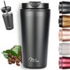 Milu Tazza Termica per caffè 300ml, 400ml, 500ml - Thermo Coffee Mug-to-Go, Tazza da Viaggio Senza BPA, Litri con Isolamento, In Acciaio Inox e Tenuta stagna per caffè e tè (Black, 500ml)