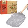 Chef Pomodoro Pala per Pizza Forata in Alluminio con Manico Pieghevole (35,6 x 40,6 cm), Pala per Pizza Corta, Compatta, Maneggevole e Facile da Riporre, Ideale per Pane Fatto in Casa
