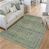 PureCozy Tappeto Lavabile Verde per Soggiorno 120x170cm, Vintage per Living Room, a Pelo Corto, Antiscivolo, Morbido, Stile Boho Retro per Cucina, Camera da Letto, Sala da Pranzo