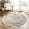 HUGEAR Vintage Tappeto Rotondo Beige Tappeti 120cm Antiscivolo Lavabile in Lavatrice Tondo Tapette Salotto Camera da Letto Soggiorno Scendiletto Ufficio Pelo Corto Rotondi Carpet