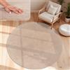 Paco Home Tappeto Moderno e Morbido per Soggiorno a Pelo Corto Lavabile Fluffy Uni Effetto Pelliccia Senza Tempo Elegante Antiscivolo Facile da Pulire, Dimensione:Ø 120 cm tondo, Colore:Beige