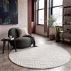 Paco Home Tappeto Soggiorno Camera-Da-Letto Pelo-Alto Scandinavo Boho Stile Geometrico Astratto Tinta-Unita Soffice 3D Crema, Dimensione:Ø 120 cm tondo