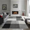 the carpet Pearl - Tappeto moderno a pelo corto, per soggiorno e camera da letto, motivo geometrico, a quadri, 80 x 140 cm, colore grigio