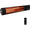 VONROC Stufa riscaldante a infrarossi 2000W da esterno. 2 livelli di calore. Per parete e soffitto. Con elemento anabbagliante. Incl. Telecomando. Nero