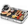 LEBENLANG Griglia Elettrica XXL 2400W - Incl. Pinze Per Barbecue & Paraspruzzi I Per Uso Interno & Esterno I Bistecchiera Barbecue Grill Elettrico Piastra Per Grigliare Senza Fumo BBQ Da Balcone