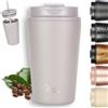 Milu Tazza Termica per caffè 300ml, 400ml, 500ml - Thermo Coffee Mug-to-Go, Tazza da Viaggio Senza BPA, Litri con Isolamento, In Acciaio Inox e Tenuta stagna per caffè e tè (Taupe Grey, 400ml)