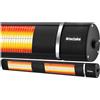 tectake® Radiatore a Infrarossi 3000W, Cassa in Alluminio, Inclinabile, Riscaldamento Infrarossi con 3 Livelli di Potenza, Telecomando, Adatto ai Soggetti Allergici - Nero