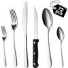 BEWOS set posate da 72 pezzi con coltelli da bistecca per 12 person, posate in acciaio inox per la cucina, set di coltelli, cucchiai, forchette con lucidatura a specchio, lavabili in lavastoviglie
