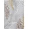 the carpet Mila - Tappeto moderno per soggiorno, elegante e lucido, a pelo corto, 120 x 170 cm, colore: grigio, motivo piuma color oro e argento