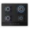 Klarstein Velaire Piano Cottura Gas 60cm - 4 Fuochi, 8000W, Vetro, GPL & Metano, Accensione Elettrica, Sicurezza Fiamma, Kit Conversione & Regolatore, Fornello Cucina, Nero