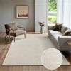 the carpet Rio - Tappeto soggiorno moderno e morbido con retro antiscivolo e effetto 3D, superficie soffice, facile da pulire e robusto, color crema, 80 x 150 cm