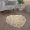 Paco Home Tappeto Salotto Pelliccia Finta Imitazione Pelo Lungo Cuscino Cuore Rotondo, Dimensione:80x75 cm Forma di cuore, Colore:Crema