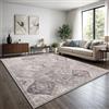 TT Home Tappeto Boho Vintage Soggiorno Pelo Corto Design Retro Antiscivolo Facile Manutenzione Moderno Sala Da Pranzo Ingresso Lavabile, Colore:Grigio 1, Dimensione:160x220 cm