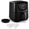 Klarstein AeroVital Deluxe - Friggitrice Ad Aria, 5L, 1700W, Display Touch, 8 Programmi, Rivestimento Antiaderente, Griglia & Teglia Per Pizza, Cool-Touch, Timer & Controllo Temperatura, Nero