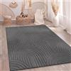 Paco Home Tappeto Soggiorno Camera da letto a pelo alto Morbido Uni 3D Look Facile da curare Design moderno Antracite, Dimensione:240x340 cm