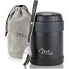 Milu Thermo per Alimenti 300ml 440ml 450ml 650ml 800ml I Contenitore Termico di Acciaio Inossidabile, Isotermico Sottovuoto per Cibi Caldi e Freddi (Nero, 300ml)