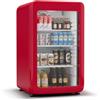 Klarstein Audrey Evo - Frigorifero per Bevande, 113L, Frigo per Bibite e Sportello con Doppio Vetro, LED, Termostato Meccanico, 0-10°C, Design Rétro, Rosso, Classe Energetica C