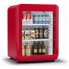 Klarstein Audrey Evo - Frigo per Bibite, 68L, Frigo per Bibite con Vetrina e Doppio Sportello in Vetro, LED, Termostato Meccanico, 0-10°C, Design Rétro, Rosso, Classe Energetica C