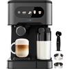 Cecotec Macchina da Caffè Espresso Semiautomatica Power Espresso 20 ColdBrew Latte. 1350W, 20Bar, Freddo, Tiepido-Caldo, Schermo Tattile, Serbatoio Acqua 1,5L, Latte 500ml, Scaldatazza, Doppio Braccio