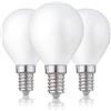 Hellum Lampadine di filamenti a LED base E14, 3 pezzi, 4W lampadina filamento LED sfera goccia, bianco caldo 2700 K vintage lampada G45, opaco 208214