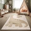 Paco Home Tappeto Camera Bambini Tappeto Giochi Effetto Alto-Basso Motivo Dino Colori Naturali Morbido-Touch Facile Da Manipolare Beige Crema Charcoal, Dimensione:160x220 cm