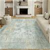 HUGEAR Tappeto Salotto Moderno Blu Giallo Tappeti 240x300cm Lavabile in Lavatrice Antiscivolo Astratto Naturale Grande Carpet Cameretta Scendiletto Camera da Letto Ufficio Pelo Corto