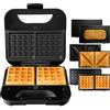 LEHMANN Sandwichmaker 3 in 1, Piastra Elettrica Multifunzione con Piastre Intercambiabili - Sandwich Maker con Piastra per Toast e Panini e Waffle, Preparazione Veloce, Antiaderenti