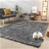 TT Home Tappeto Salotto Pelo Lungo Shaggy Morbido Soffice Design Moderno Monocolore, Colore: Grigio, Dimensione:60x100 cm