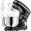 CHeflee Impastatrice Planetaria,2000W Robot da Cucina Multifunzione,6.2 L Ciotola in Acciaio inox,con Frusta,Gancio per Impastare,Frusta per Dolci,6 Velocità Impastatrice Professionale